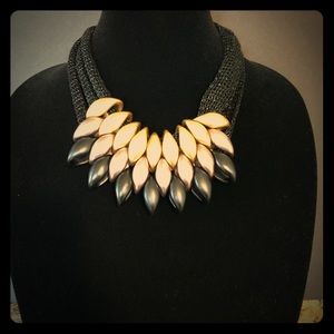 Black and golden three layer fashion necklace